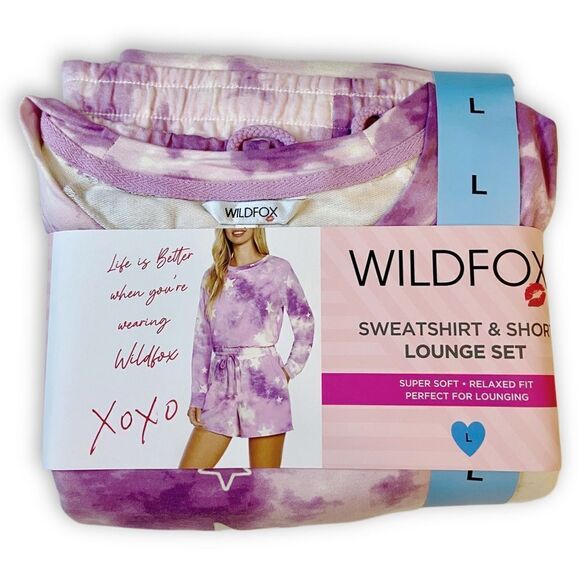 NWT Wildfox 2pc Tie Dye Stars Matching Long Sleeve Top and Shorts Lounge Set - Picture 2 of 8
